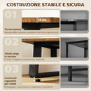 Scrivania per Camera Stile Industriale 120x60x76 cm con Angoli Arrotondati in Legno e Acciaio Nero e Marrone      