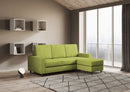 Divano 3 Posti con Pouf 208x155x85 cm Sakar in Tessuto Verde