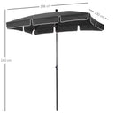 Ombrellone da Giardino 2x1.25 m Palo Ø28 mm in Alluminio Inclinabile Grigio Scuro 