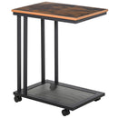 Tavolino Angolare per Divano e Letto con 4 Rotelle in Legno Stile Industrial 51x36x61 cm 
