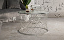 Tavolinetti Noah Silver Set 4 Pz Ø47x54,5 cm - Ø36x50 cm - Ø28x45 cm - Ø70x45 cm in Ferro e Vetro Argento      