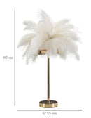 Lampada da Tavolo Palm Bianca Ø40x55 cm in Ferro e Plastica Oro e Bianco      
