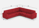 Divano Angolare 7 Posti 286x286x85 cm Marrak in Tessuto Rosso