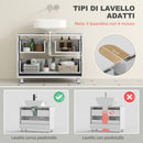 Mobile Sottolavabo Moderno 80x30x60 cm con 2 Cassetti e Intarsio a U in Legno Bianco      
