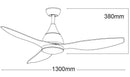 Ventilatore da Soffitto con 3 Pale in Abs Ø130 cm 5 Velocità Martec Vantage Legno