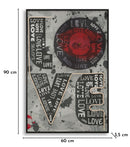 Stampa con LED su Tela Love 60x3,5x90 cm in Tela e Plastica e MDF Multicolor      