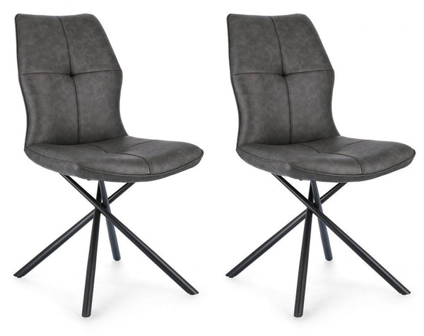 prezzo Set 2 Sedie 50x66x94h cm Kepler Pu Antracite