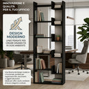 Libreria a 6 Ripiani 60,5x22x162,5 cm Scaffalatura Verticale Moderna Antracite      