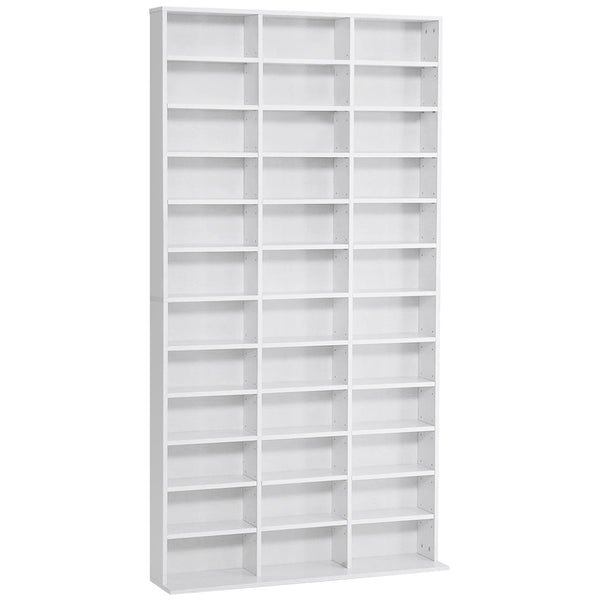prezzo Libreria Porta CD 102x23,5x195 cm con 3 Colonne da 12 Ripiani in MDF Bianco
