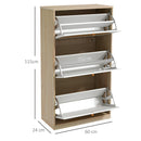 Scarpiera Stile Boho 3 Ante 18 Paia 60x24x115 cm in Ratta Truciolato e MDF Rovere e Bianco