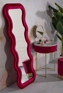 Specchio da Muro Emily Velluto Fuxia 60x6x160 cm in MDF e Poliestere e Specchio Fucsia      