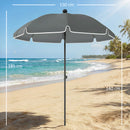 Ombrellone da Spiaggia Inclinabile Ø150x185 cm con Borsa per Trasporto in Poliestere e PA Grigio Scuro      