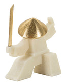 Decorazione Samurai Oda Quarzy 17x7,5x18,5 cm in Resina e Metallo Bianco e Oro      