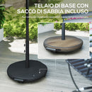 Ombrellone Rotondo Inclinabile 3x3 m con Manovella, in Metallo e Poliestere, Grigio Scuro      