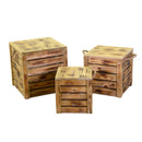 Set 3 Pouf in Legno 42x42H43,5cm Naturale