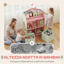Scaffale Portagiochi per Bambini 62,5x30x91,5 cm con 2 Contenitori Rimovibili in Tessuto e Ripiani in Legno FSC Rosa      