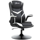 Sedia da Gaming Girevole Reclinabile in Similpelle  Nera e Bianca