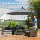Ombrellone a Sbalzo 3 m con Luci LED Solari da Giardino in Metallo e Poliestere Grigio      