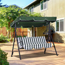 Dondolo da Giardino a 3 Posti 172x110x153 cm con Tettuccio Inclinabile e Cuscini Verde   