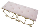 Panca Heart Rosa 105x37,5x51,5 cm in Ferro e MDF e Spugna e Poliestere Oro e Rosa
