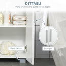 Mobile Bagno Moderno 60x30x80 cm con 2 Ante e Maniglie Argentate in MDF Bianco      