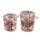Set 2 Pouf Contenitore Tondo in MDF Panna e Rosso
