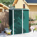 Capanno Porta Attrezzi 142x86x189 cm con Tetto Inclinato e Porta Bloccabile in Metallo Verde      