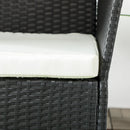 Divano da Giardino a 2 Posti con Cuscino e Braccioli 100x54x80cm in Rattan PE e Acciaio Nero