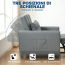 Divano Letto Pieghevole Convertibile 69x82x85 cm con Schienale Regolabile e Cuscino in Tessuto Effetto Lino Grigio      