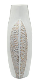 Vaso Resina Ho Chi Minh 35x13,5x37,5 cm in Resina Bianco effetto lavato      