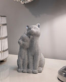 Decorazione Gatti Sparky Coppia 13x10x21 cm in Resina Argento      