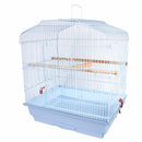 Gabbia Voliera per Uccelli 46,5x35,5x65,5 cm con 2 Mangiatoie in Ferro e Plastica Bianco  