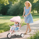 Triciclo per Bambini 5 in 1 96,5x49x101 cm con Maniglione e Cinture di Sicurezza Rosa   