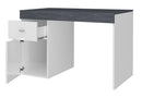 Scrivania 1 Anta 1 Cassetto 100x60x75 cm Sliding Bianco Lucido e Ardesia