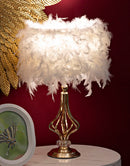 Lampada da Tavolo Tarty Bianca Ø25x54 cm in Ferro e Plastica Oro e Bianco      