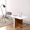 Tavolo Pieghevole Salvaspazio con Ruote Bianco e Legno 120x80x73 cm 
