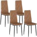 Set di 4 Sedie da Pranzo Moderne con Schienale Alto 41x50x97 cm in Finta Pelle e Acciaio Marrone      
