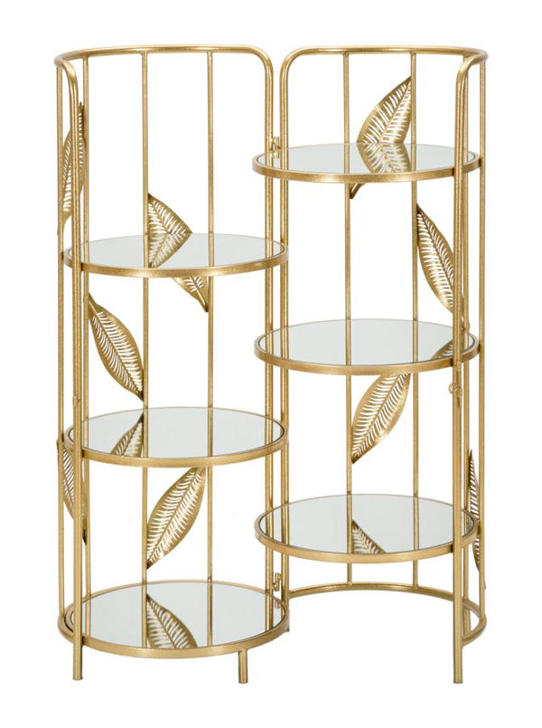 Libreria Leaf Double 73x90x35 cm in Ferro e MDF Oro sconto