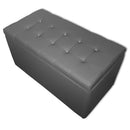 Baule Cassapanca Pouf Contenitore in Similpelle e Cristalli Renier Grigio