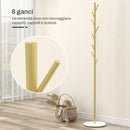 Appendiabiti da Terra 8 Ganci 32x164cm Base in Marmo e Acciaio Oro 