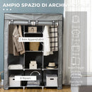 Armadio Salvaspazio con Base Rialzata 125x43x162,5 cm 8 Ripiani e 2 Barre in Tessuto non Tessuto e Acciaio Grigio Chiaro      