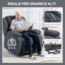 Poltrona Elettrica Alzapersona Reclinabile 135° con Poggiapiedi in Tessuto Effetto Lino Grigio Scuro      