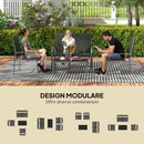 Set da Giardino 4 Pezzi con Divano 2 Sedie e Tavolino Basso con Piano in Vetro Rivestimento in Textilene Nero     