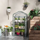 Mini Serra da Giardino 59x39x127 cm con Copertura 3 Ripiani e Porta Avvolgibile in PE Trasparente      