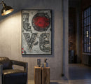 Stampa con LED su Tela Love 60x3,5x90 cm in Tela e Plastica e MDF Multicolor      