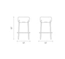 Set 2 Sgabelli Syd 41x41x67 cm in Tessuto Grigio Chiaro       
