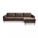 Divano con Chaise Longue Gregory in Tessuto Marrone