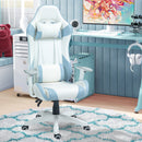 Sedia da Gaming Reclinabile 135° con Poggiatesta e Supporto Lombare 67x60x120-128 cm in Similpelle Azzurro