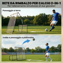 Rete da Rimbalzo Portatile 2-in-1 Doppio Lato e Pieghevole 200x94x122-52A cm in Metallo Nero      