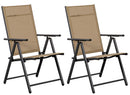 Set 2 Sedie Pieghevoli da Giardino 57x67x107 cm in Metallo e Textilene Taupe